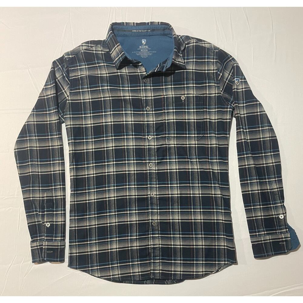 Kuhl Men's Navy Blue Plaid Button Down Shirt